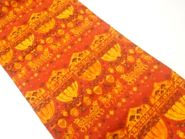 JAPANESE NAGOYA OBI / WOVEN FLORAL PLANTS